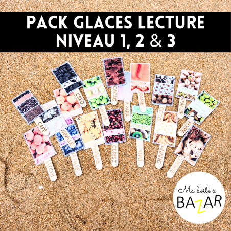 Pack Glaces Lecture – Niveaux 1, 2 & 3 - Lire des mots facile plage été