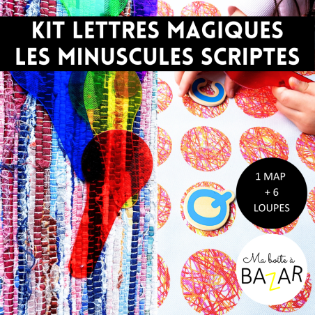 Kit Lettres Magiques – Minuscules scriptes + 6 loupes colorées