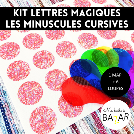 Kit Lettres Magiques – Lettres cursives + 6 loupes colorées