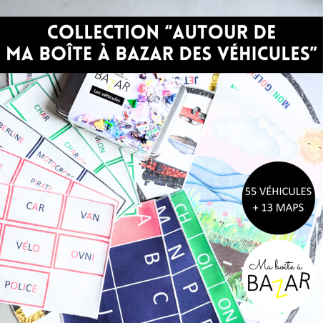 Collection « Autour de Ma Boîte à Bazar des Véhicules » – Coffret pédagogique évolutif