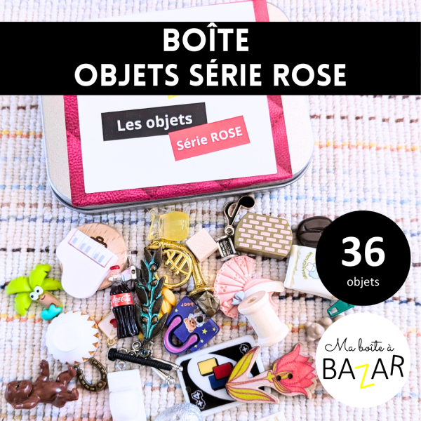 Boîte de 36 petits objets lecture série rose + PDF – Encodage - Décodage - Lecture phonétique Montessori (CVC)