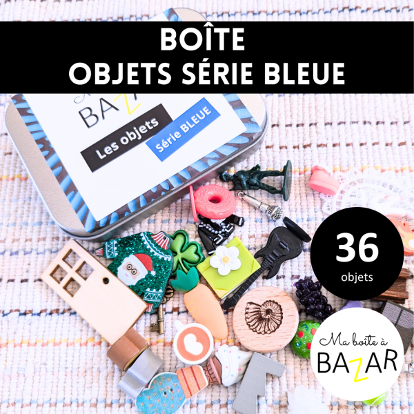 Boîte de 36 petits objets lecture série bleue + PDF – Encodage - Décodage - Lecture phonétique Montessori (consonnes et lettres muettes)
