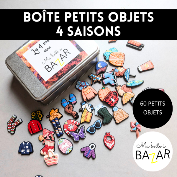 Boîte des 60 petits objets + PDF – Thème 4 saisons Montessori
