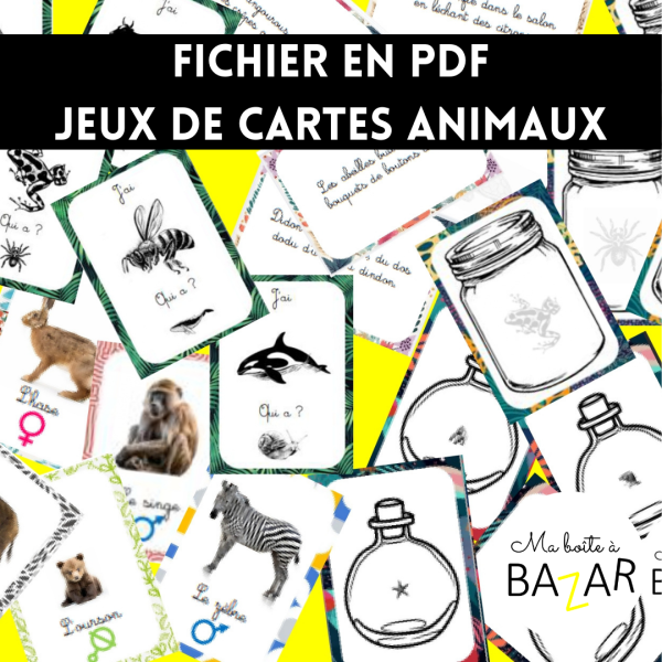 PDF – 6 jeux de cartes Montessori  - Animaux