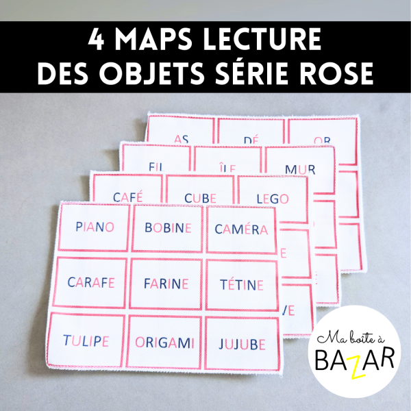 4 maps lecture – Série rose (objets premières lectures)