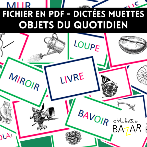 Dictées muettes Montessori – Objets premières lectures (séries rose, bleue, verte)