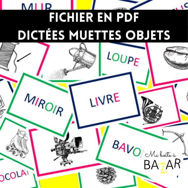 Dictées muettes Montessori – Objets premières lectures (séries rose, bleue, verte)