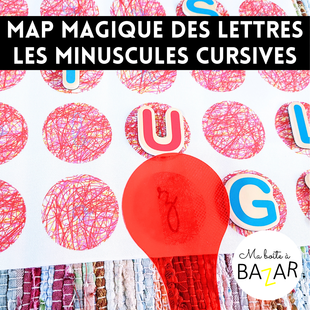 Map magique des lettres – minuscules cursives (attachées) (tissu OEKO-TEX)
