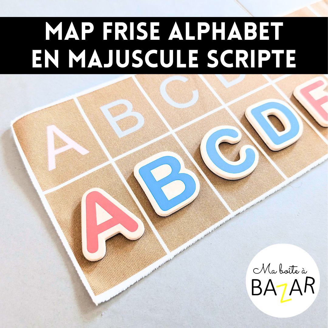 Map Frise alphabet en Majuscule scripte – tissu OEKO-TEX