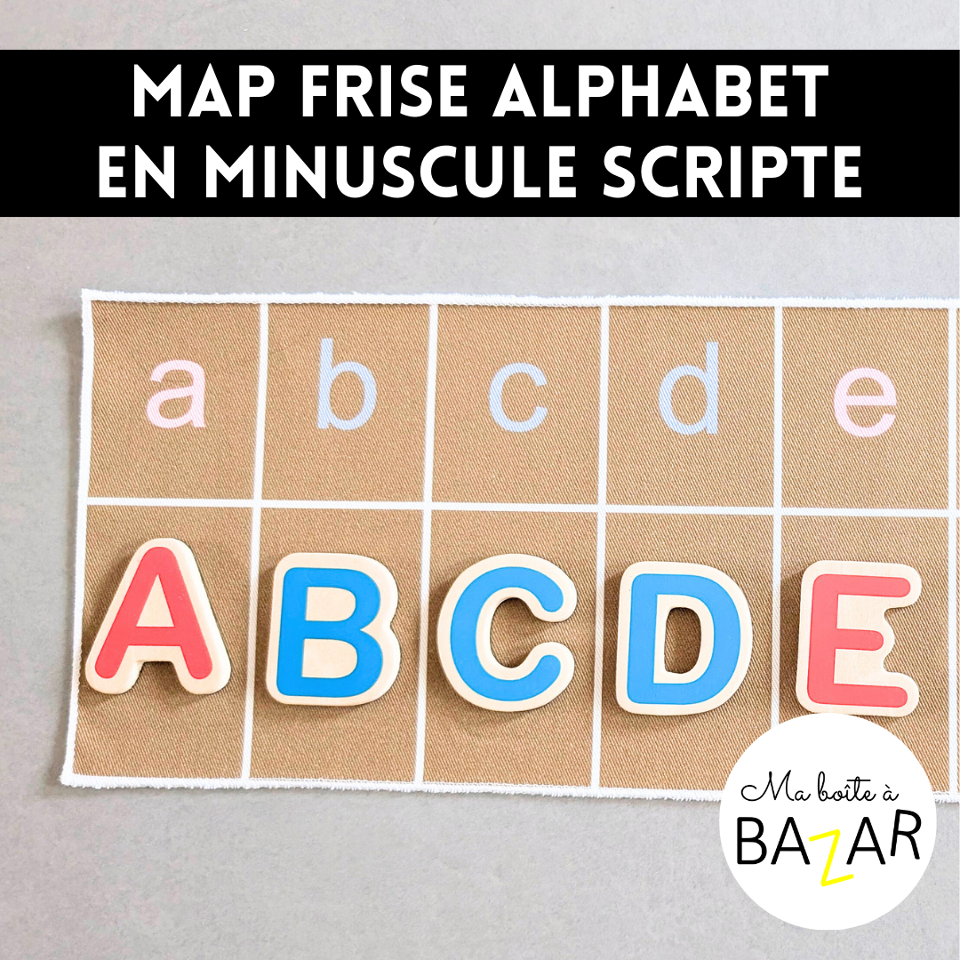 Map Frise alphabet en minuscules scriptes – tissu OEKO-TEX