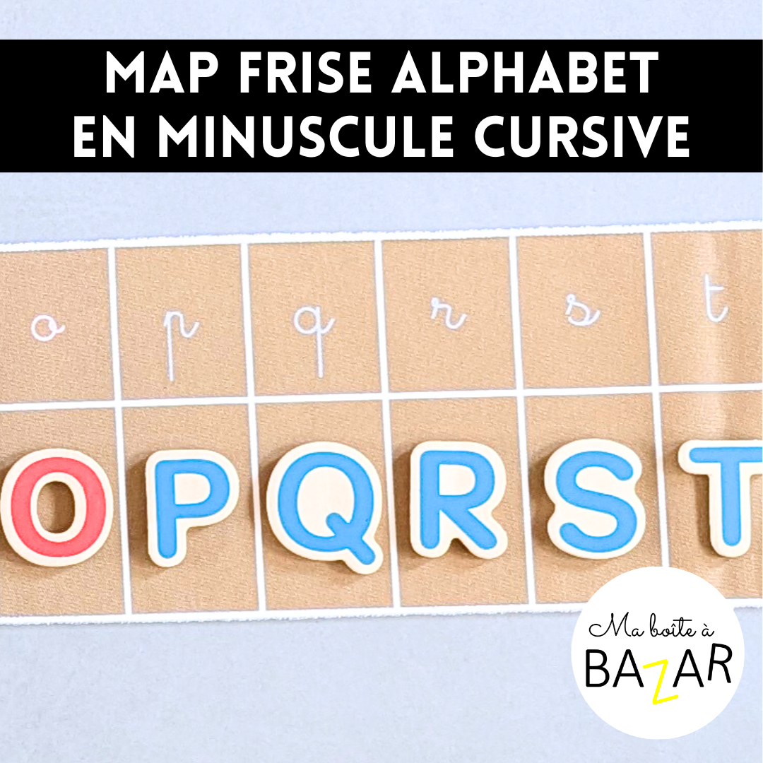 Map Frise alphabet en minuscules cursives (attachées) – tissu OEKO-TEX