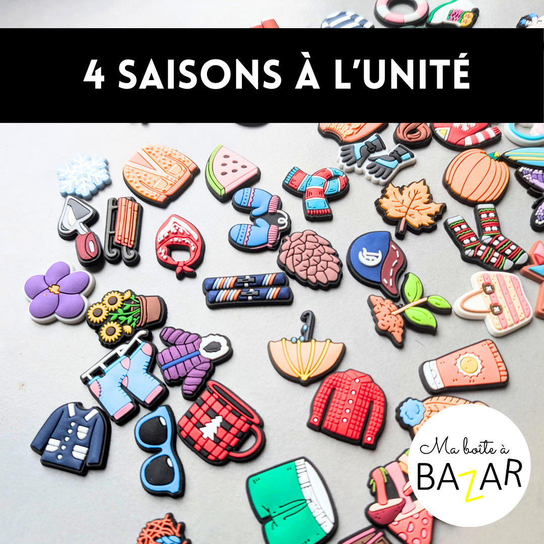 Petits objets à l’unité – Thème des 4 saisons – Pour boîte à sons, tri et langage