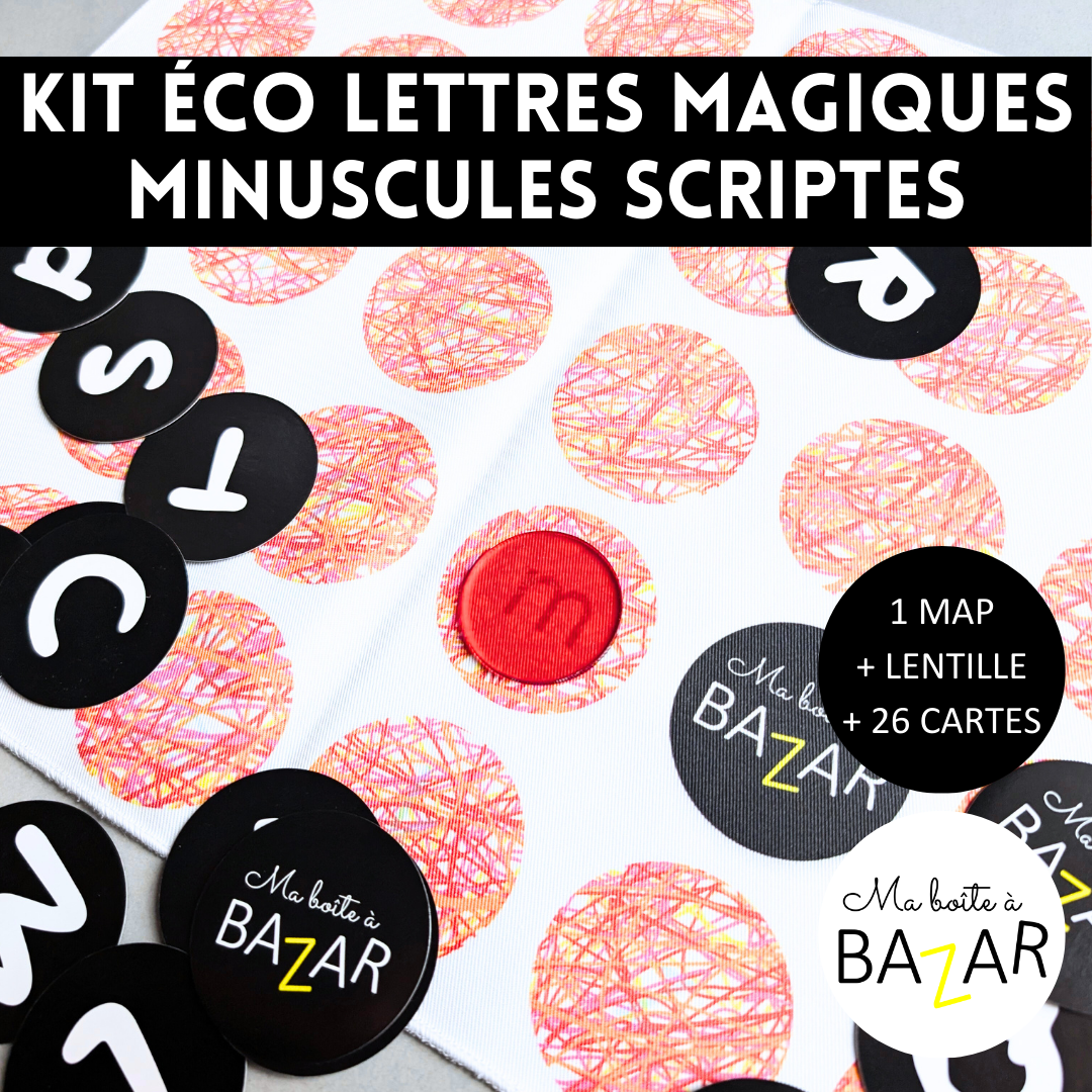 Kit Éco des Lettres Magiques – minuscules scriptes : une chasse aux lettres sensorielle et ludique