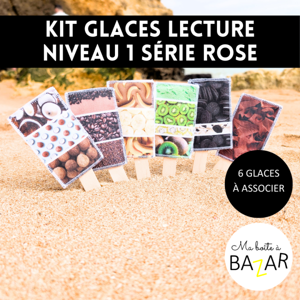 Kit Glaces Lecture – Niveau 1 | Série Rose - Lire les premiers mots de façon ludique plage été