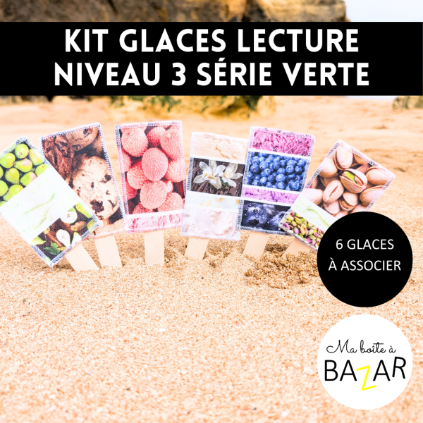 Kit Glaces Lecture – Niveau 3 | Série Verte - Lire les premiers mots de façon ludique plage été