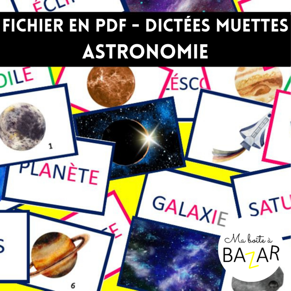 Apprendre à lire avec l’astronomie – Dictées muettes Montessori planètes, système solaire et univers dès 4 ans