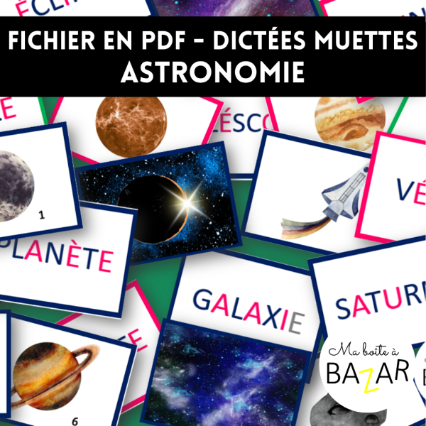 Apprendre à lire avec l’astronomie – Dictées muettes Montessori planètes, système solaire et univers dès 4 ans