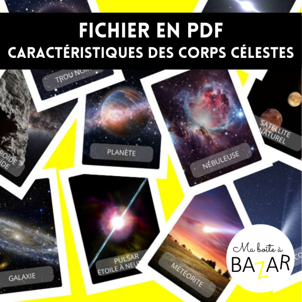 Apprendre les corps célestes – Cartes Montessori Astronomie à imprimer