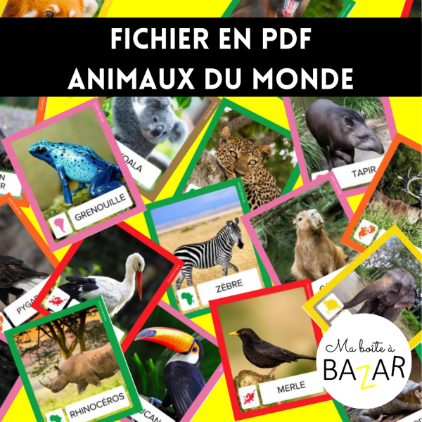Cartes Animaux du Monde – Classer par continent (PDF)