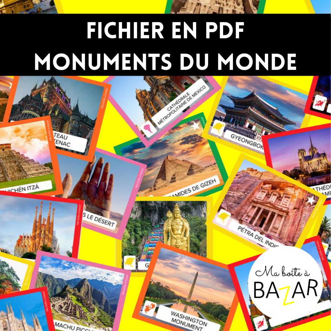 Monuments du Monde – Cartes PDF à classer par continent