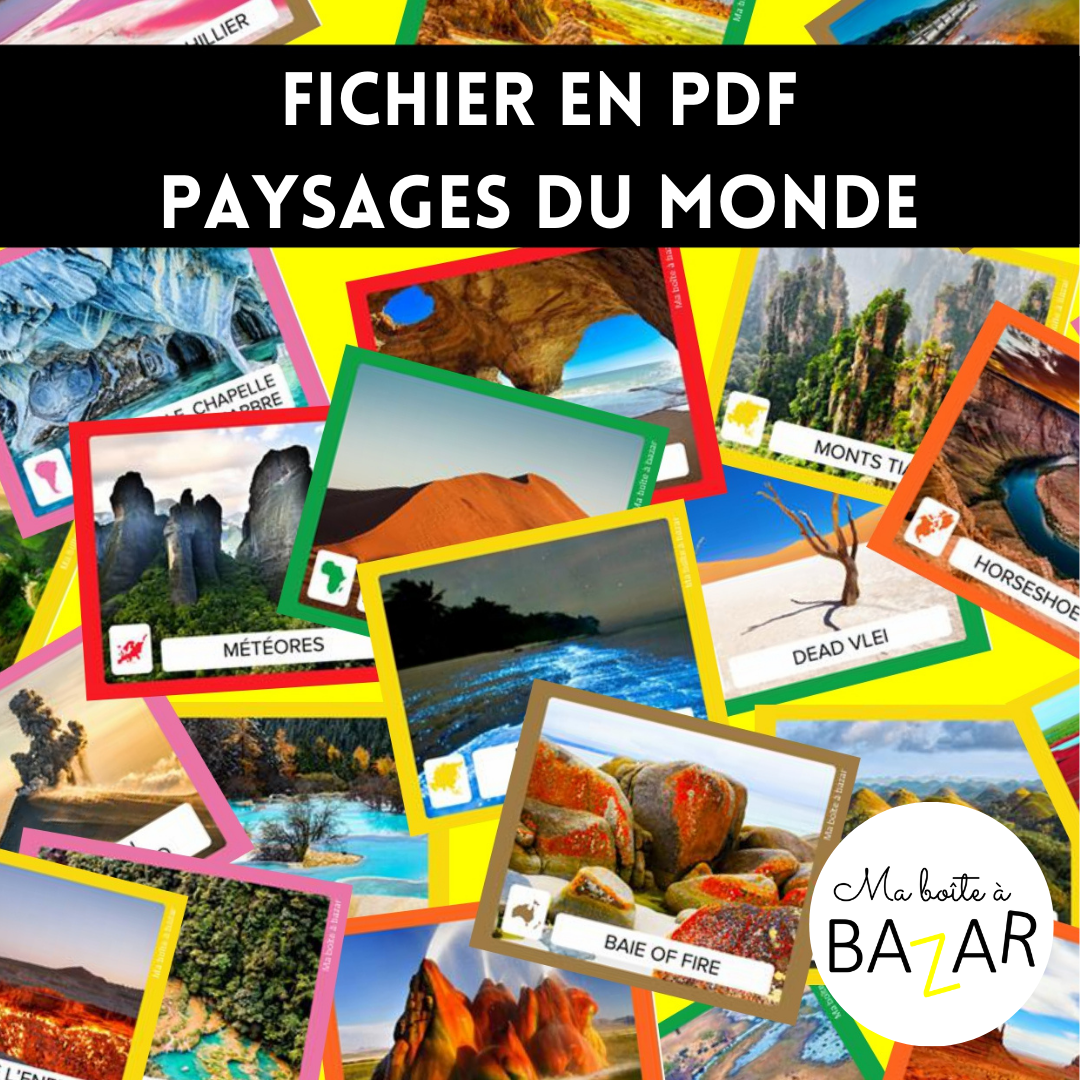 Paysages du Monde – Cartes PDF à classer par continents