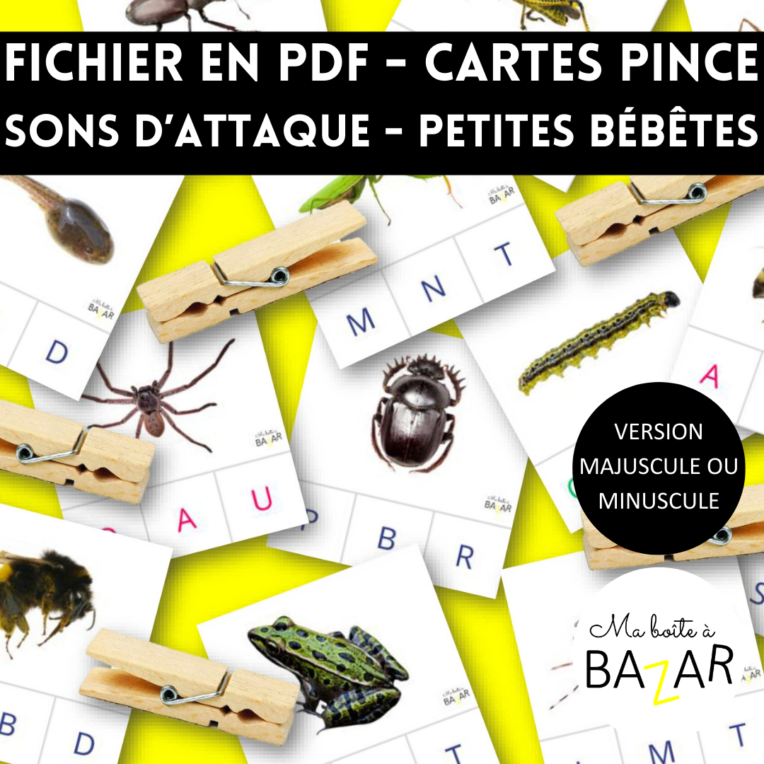 Cartes Pinces à linge – Sons d’attaque et petites bébêtes (PDF à imprimer)